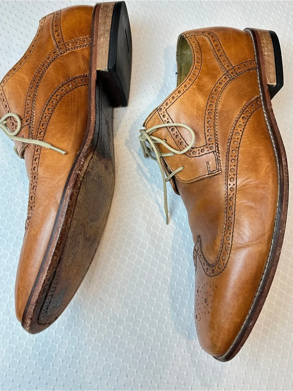 Cole Haan Giraldo Wingtip Shoes British Tan Leather Oxford Derby 14